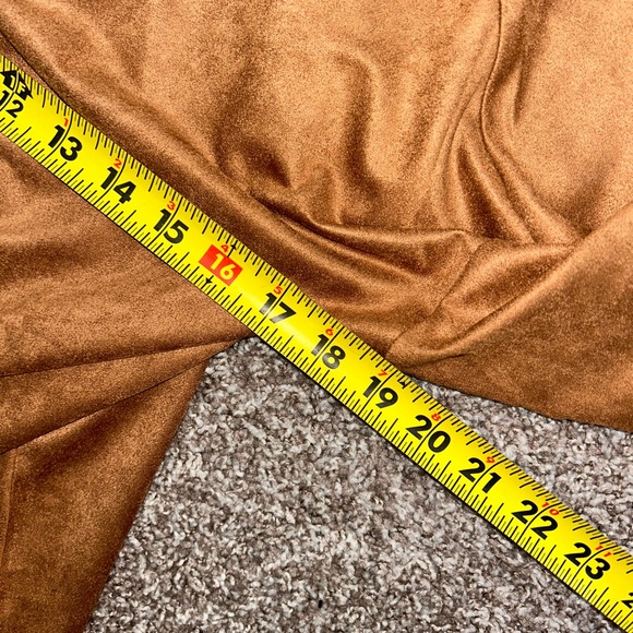 Brown Suede V-Neck Bell Sleeve Blouse - Picture 4 of 5